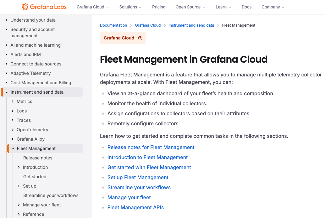 Grafana Fleet Management documentation